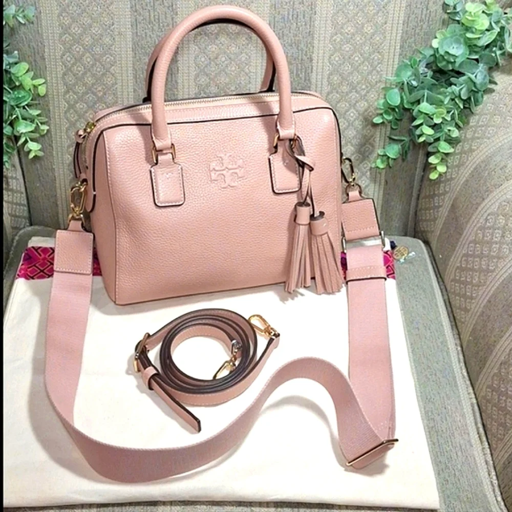 Tory Burch Dusty Rose Leather Satchel with Tassel - Picture 15 of 15